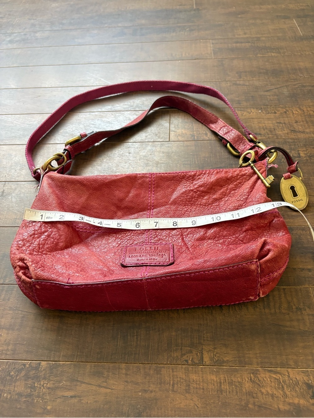 Vintage Long Live  Red Leather Shoulder Bag - Picture 8 of 14